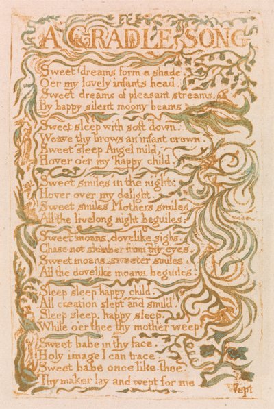 Lieder der Unschuld, Platte 18, Ein Wiegenlied (Bentley 16) von William Blake